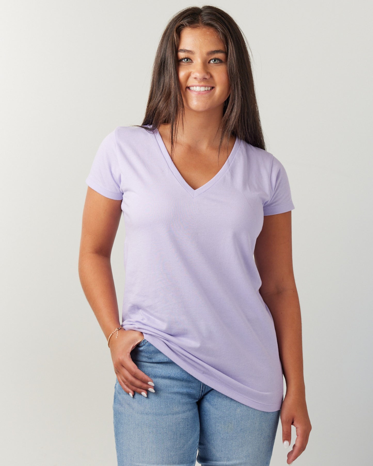 Short Sleeve Ladies V-Neck T-Shirt